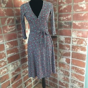 Vintage Floral Print Wrap Dress